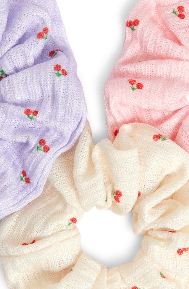 Cara Kids' Set of 3 Cherry Scrunchies, Alternate, color, Pink
