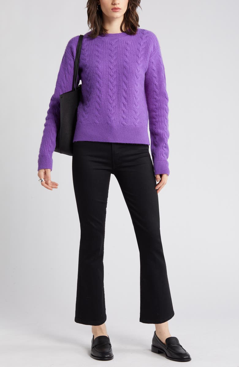 Nordstrom Signature Cable Knit Cashmere Crewneck Sweater, Main, color, 