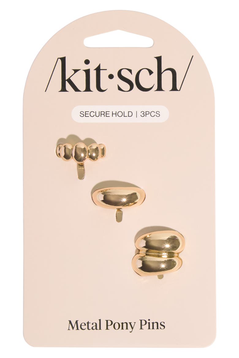 3-Pack Secure Hold Metal Pony Pins, Alternate, color, GOLD