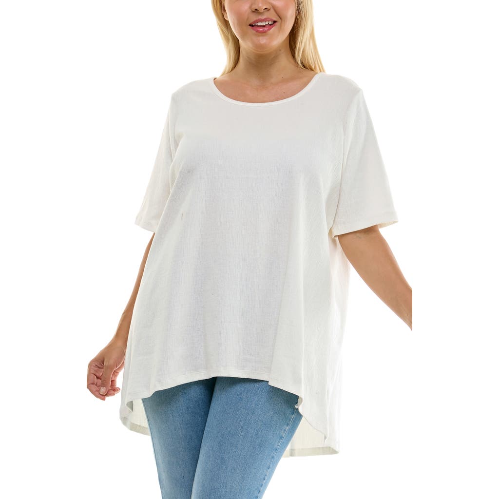 Nina Leonard Elbow Length Sleeve High-low Top In White