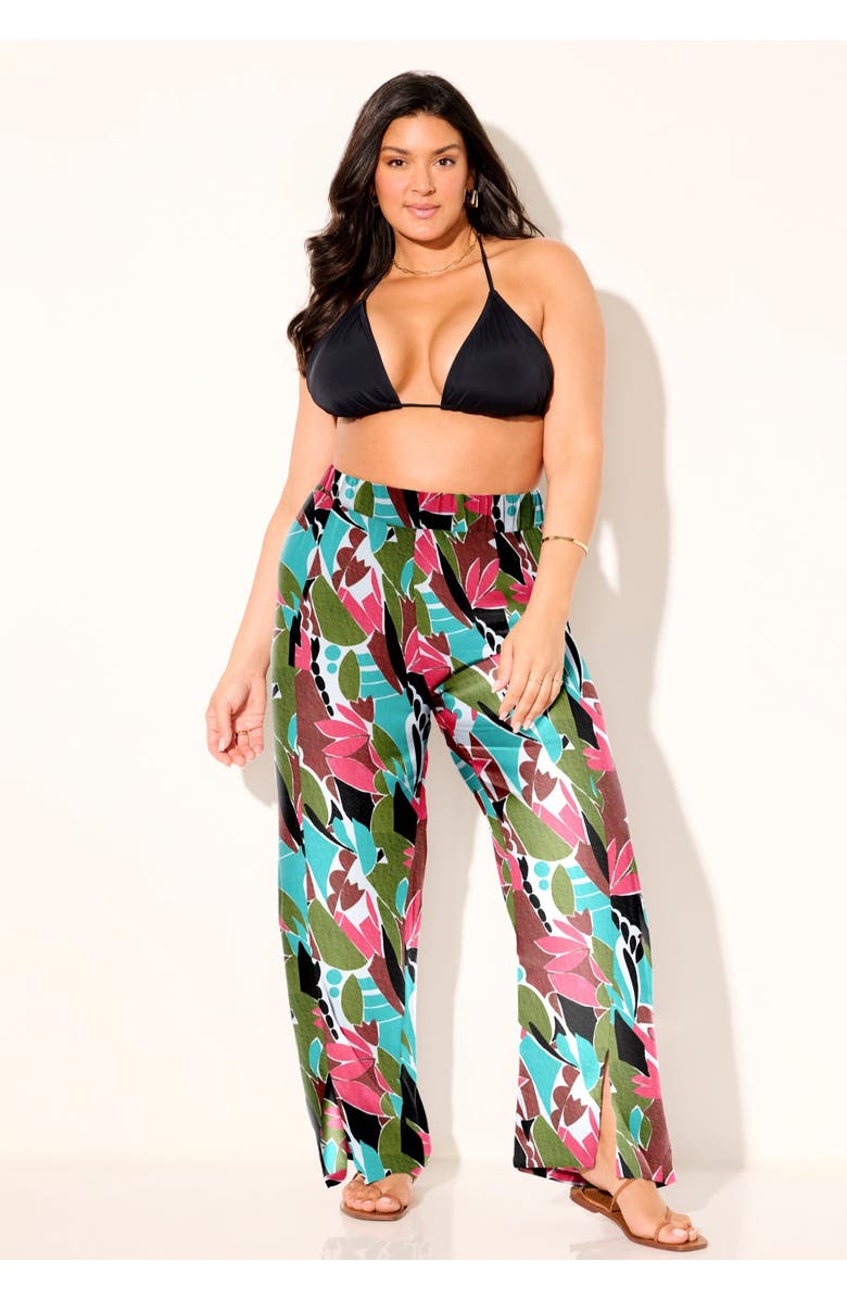 Swimsuits for All Elastic Waist Lounge Cover Up Pant, Alternate, color, Abstract Island