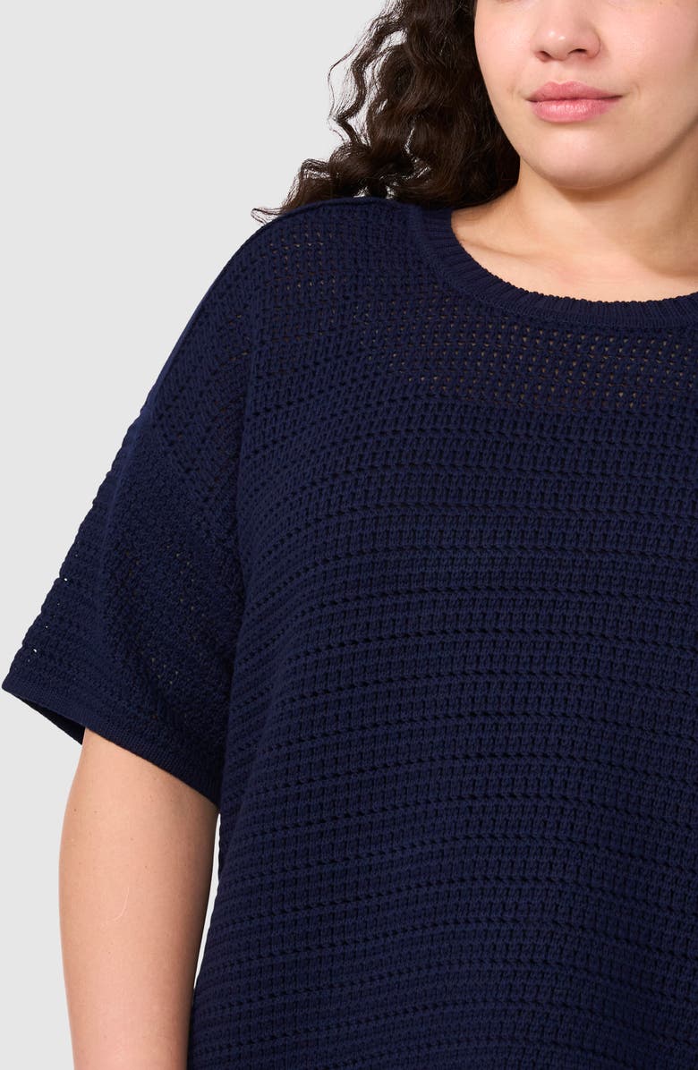 Halogen<sup>®</sup> Open Stitch Cotton Crewneck Sweater, Alternate, color, Classic Navy