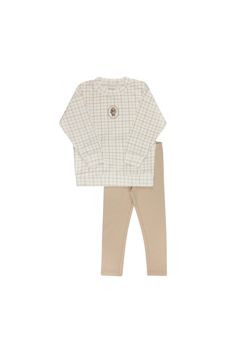 Ely's & Co. Modal French Terry Plaid Sheep Collection - Lounge Set, Main, color, Beige