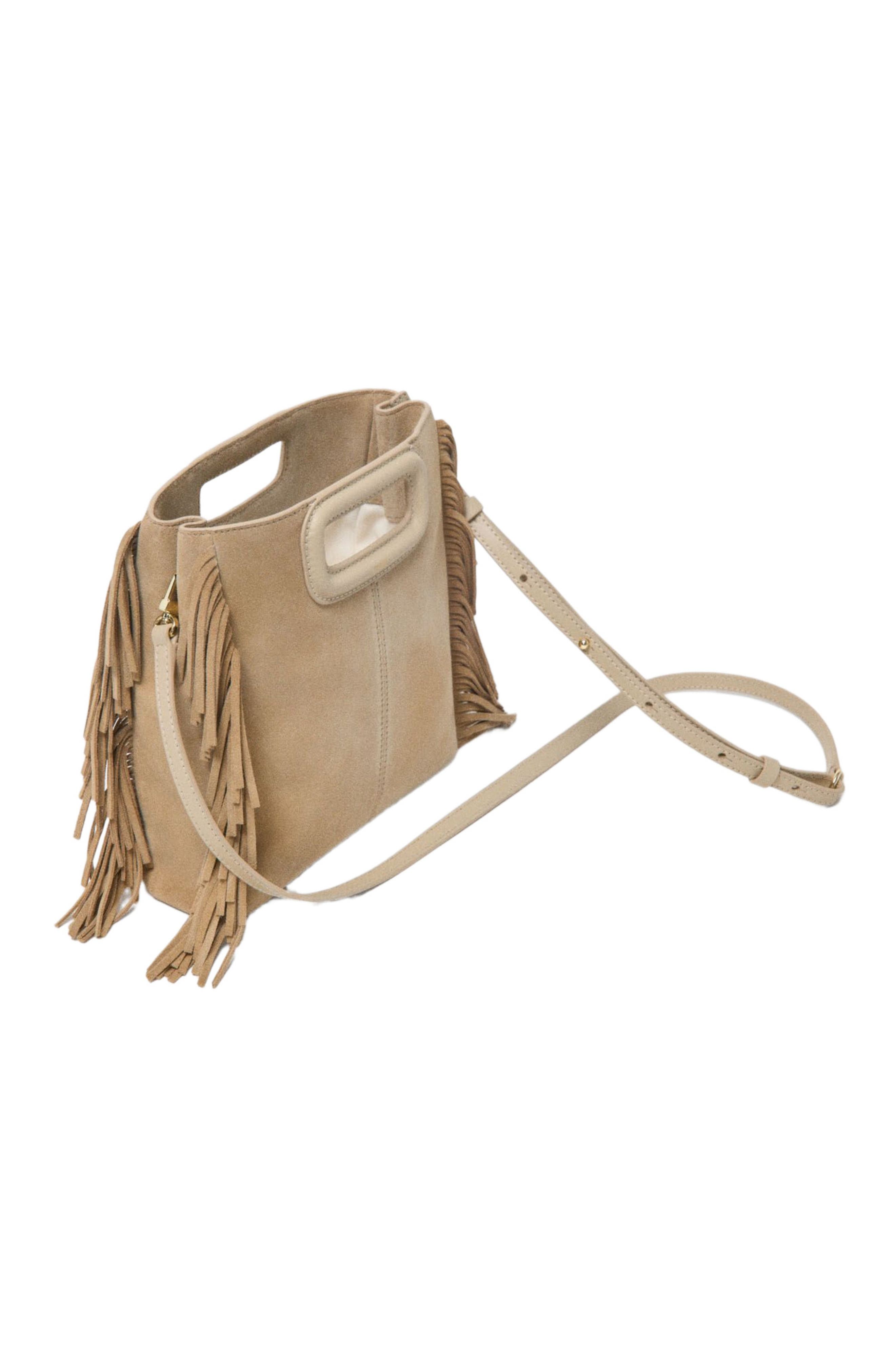 maje Suede leather M bag, Alternate, color, Cappucino
