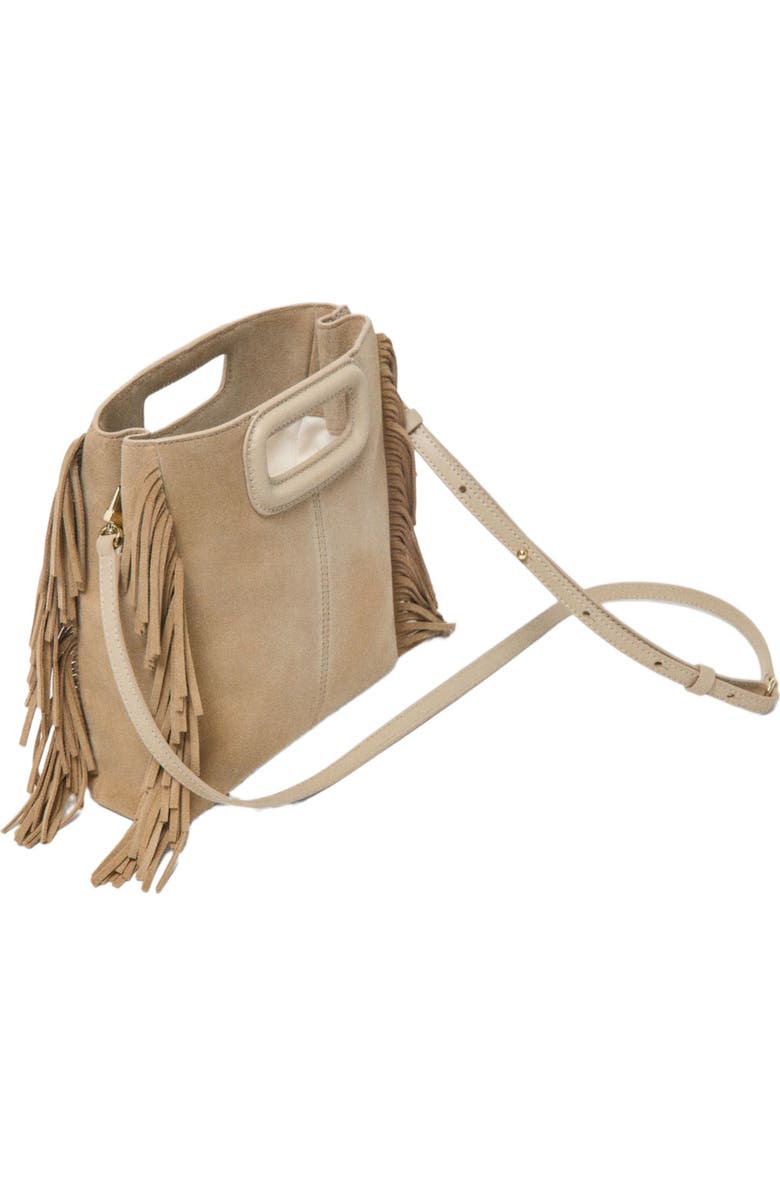 maje Suede leather M bag, Alternate, color, Cappucino