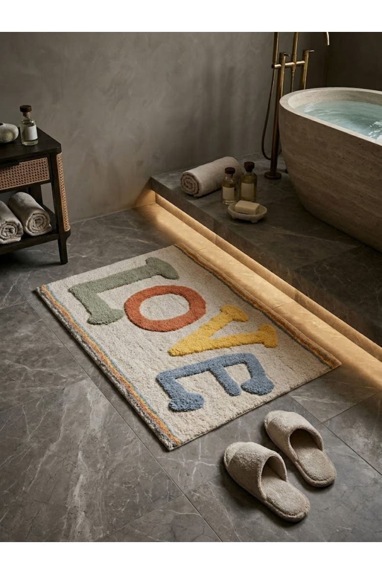 Love Bath Mat 24"X36", Alternate, color, Multicolored