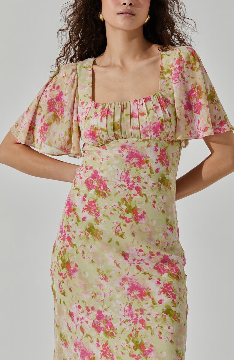 ASTR the Label Floral Tie Back Flutter Sleeve Dress, Alternate, color, 