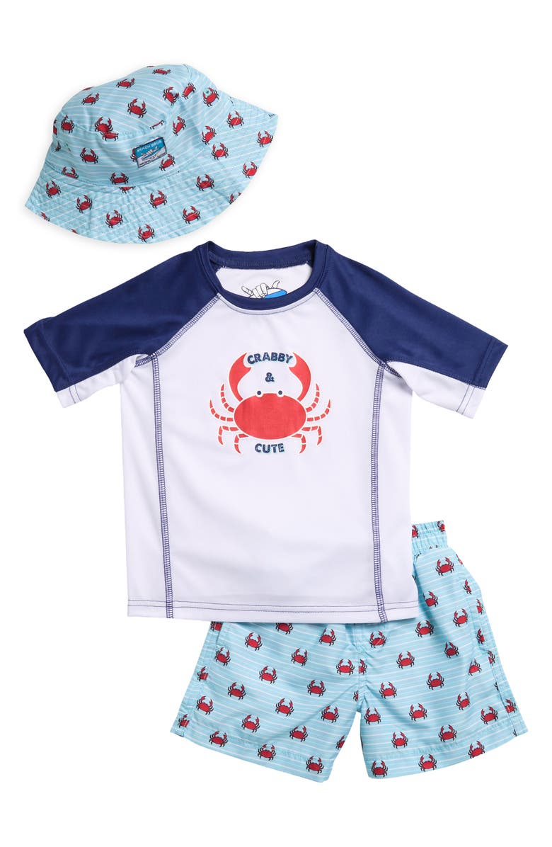 BEACH BROS Kids' 3-Piece Crab Rashguard Swim Set, Main, color, 