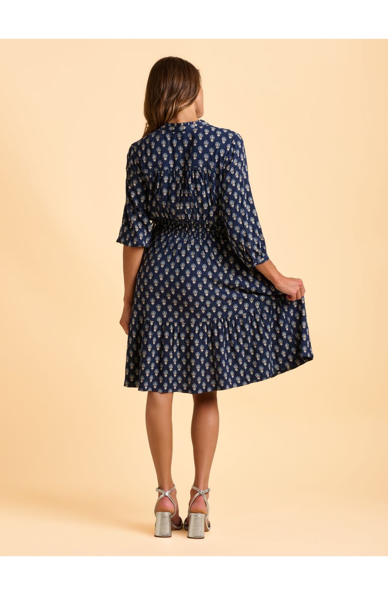 Brakeburn Alpine 3/4 Sleeve Drawstring Waist Dress, Alternate, color, Navy