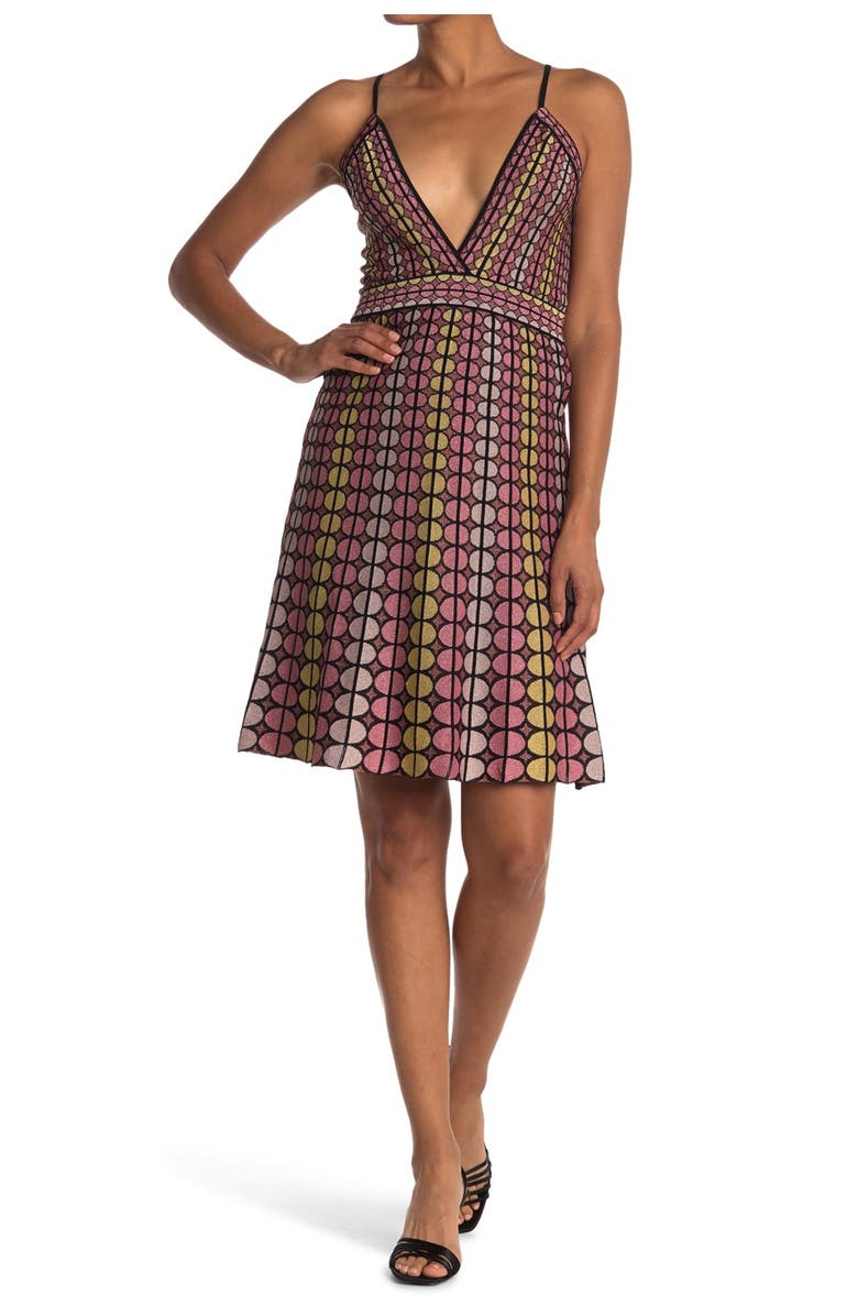 M Missoni Plunge Neck Patterned Dress, Main, color,