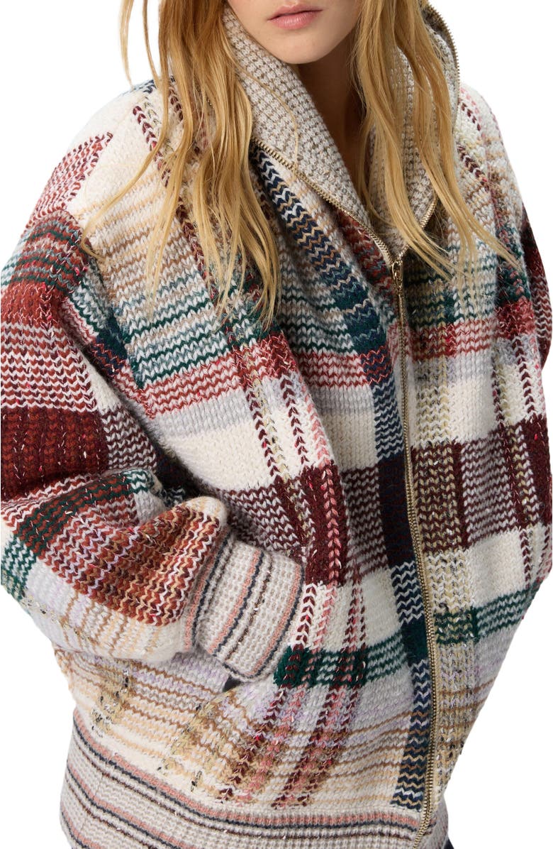 Missoni Quilted Jacket With Check Pattern, Alternate, color, White & Burgundy