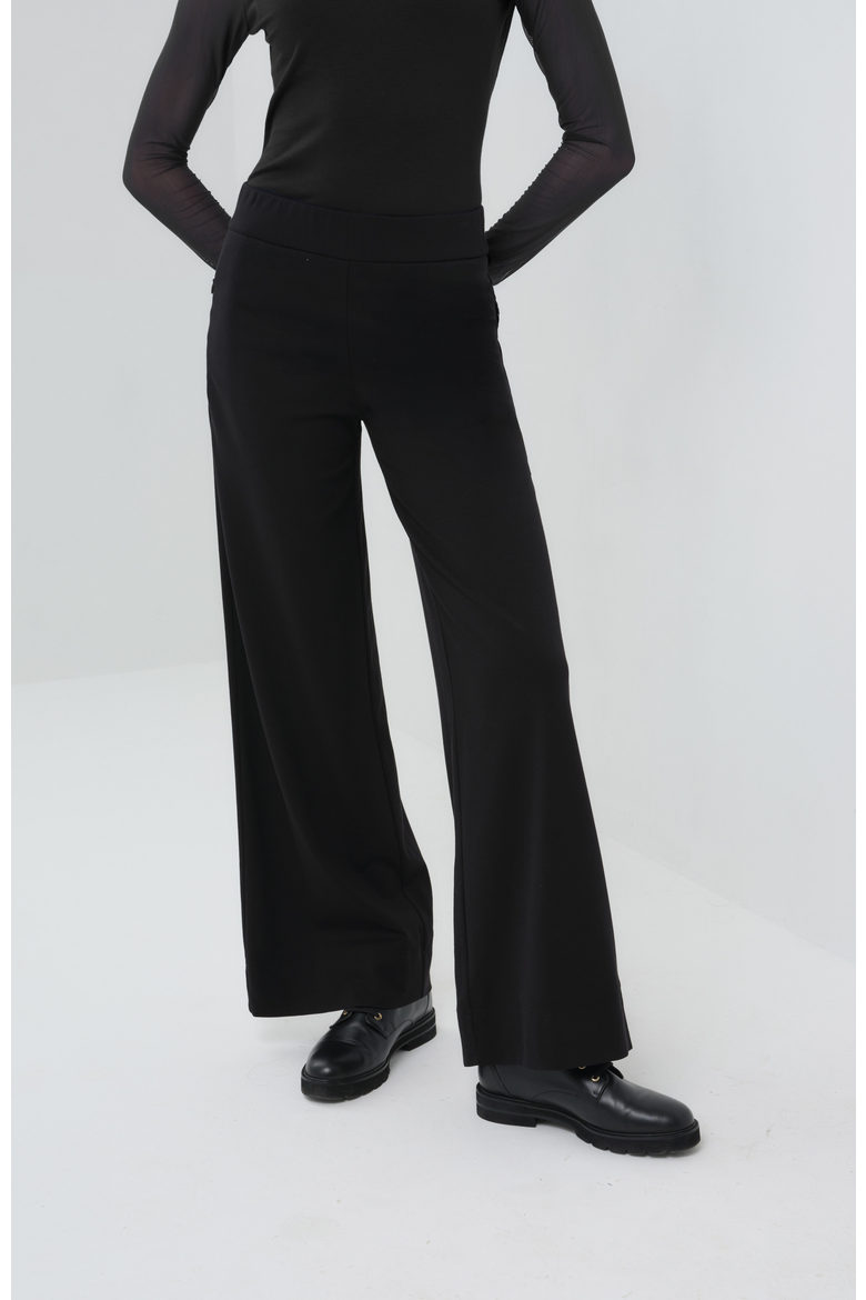 Mita Comfortable Travel Pull On Wide Leg Pant, Main, color, Black