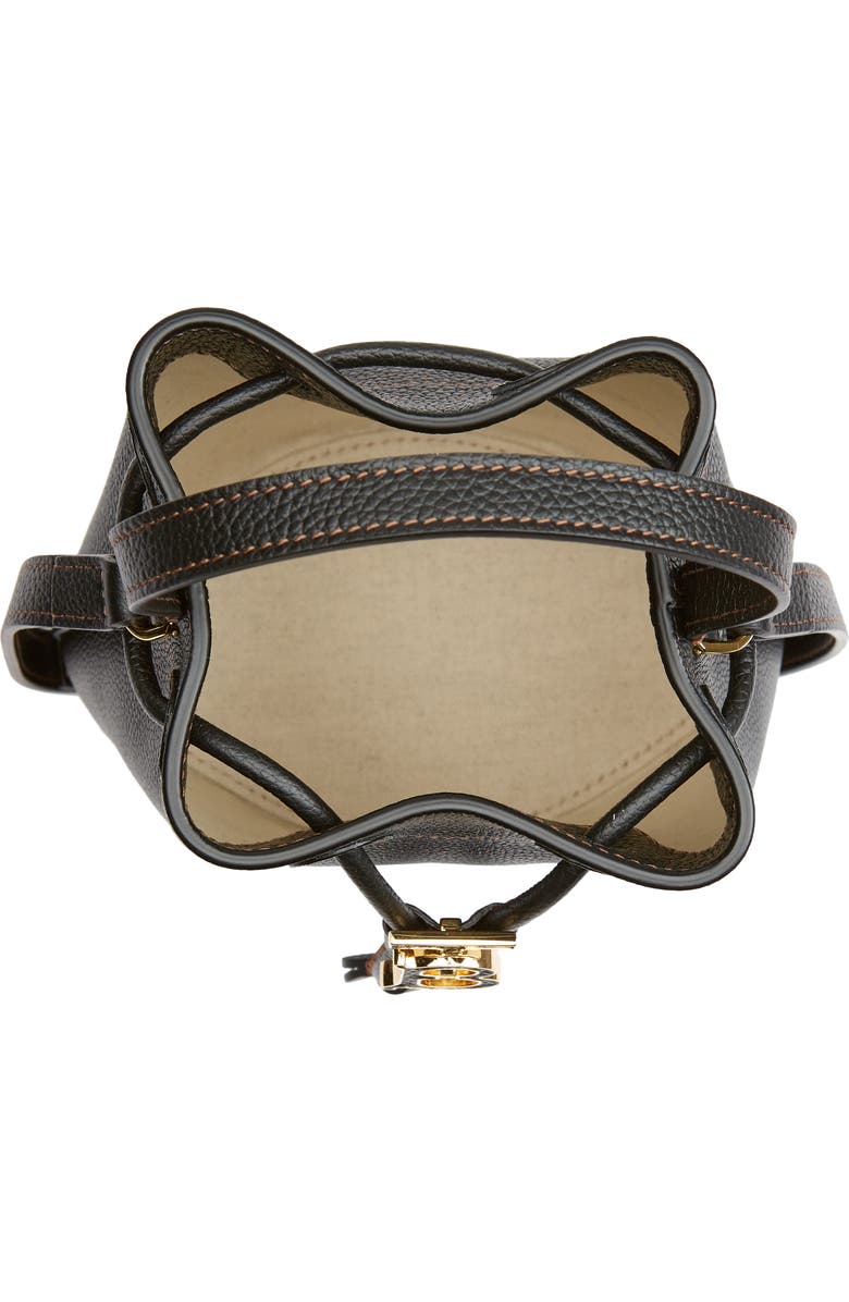 Burberry Large Monogram Leather Drawstring Bucket Bag, Alternate, color,