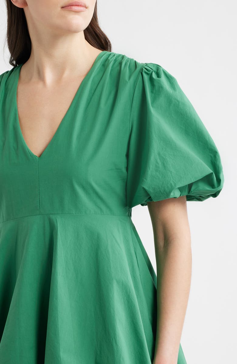 DELUC Palma Bubble Hem Cotton Poplin Dress, Alternate, color, Green