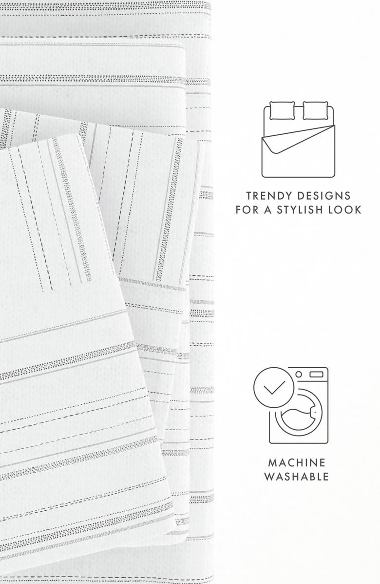 HOMESPUN Premium Weathered Stripe 4-Piece Flannel Bed Sheet Set, Alternate, color, Gray