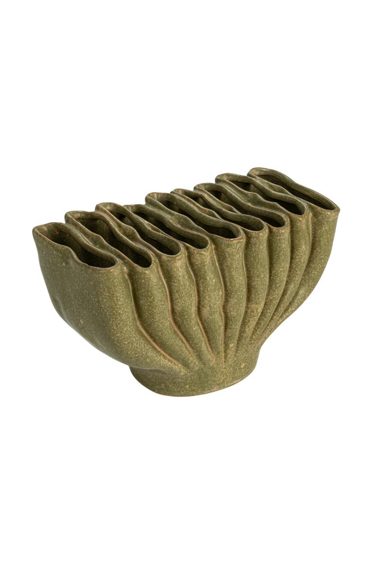 Sculptural Vase with 9 Sections, Main, color, Green