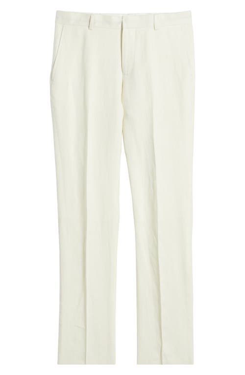 Nordstrom Trim Fit Flat Front Linen Dress Pants In Ivory Vanilla