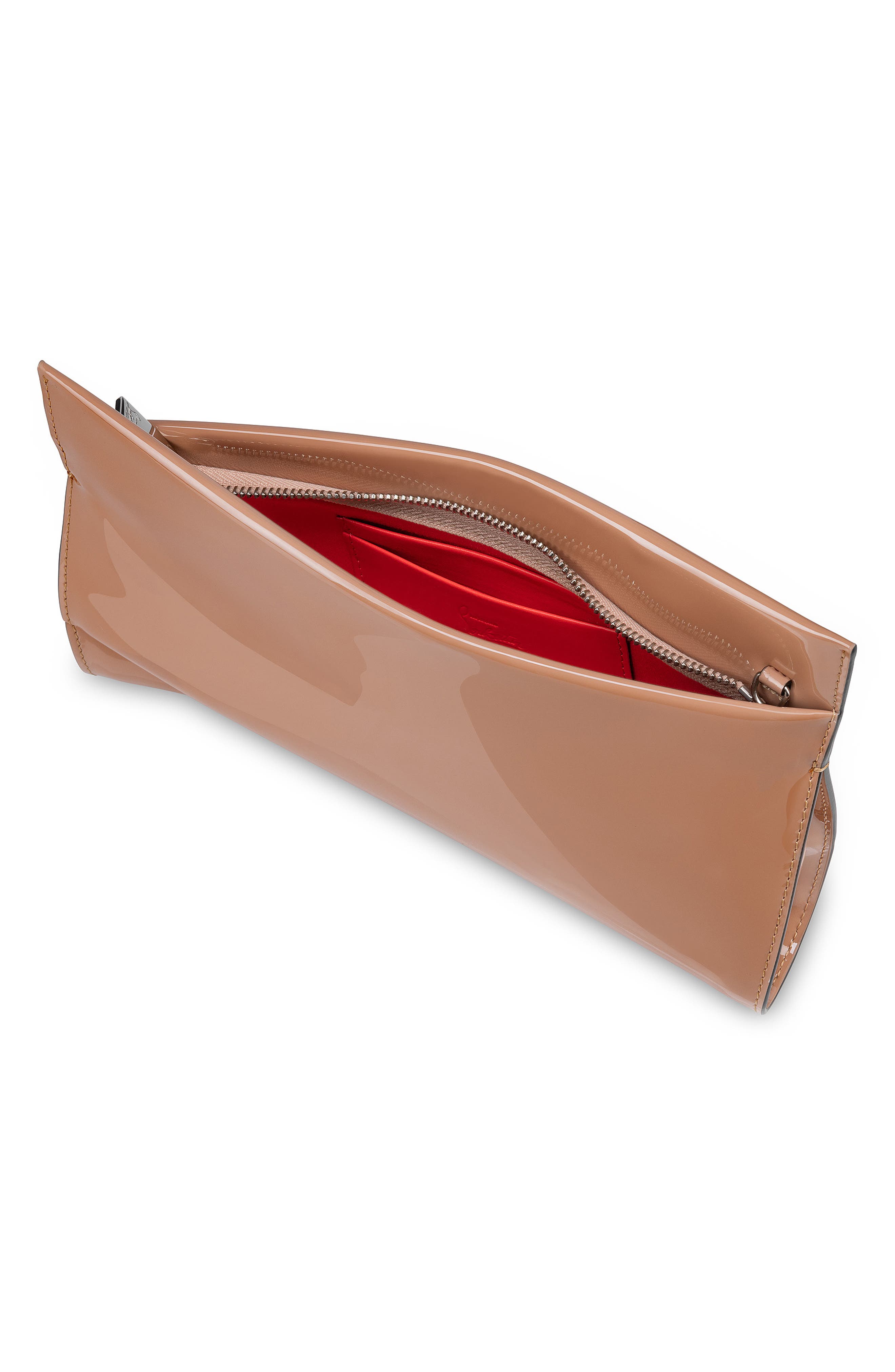Christian Louboutin Small Loubitwist Patent Leather Clutch, Alternate, color, Blush