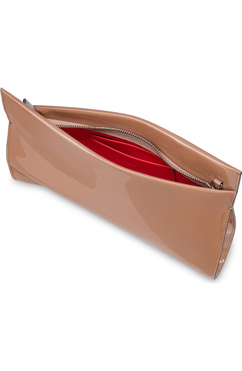 Christian Louboutin Small Loubitwist Patent Leather Clutch, Alternate, color, Blush