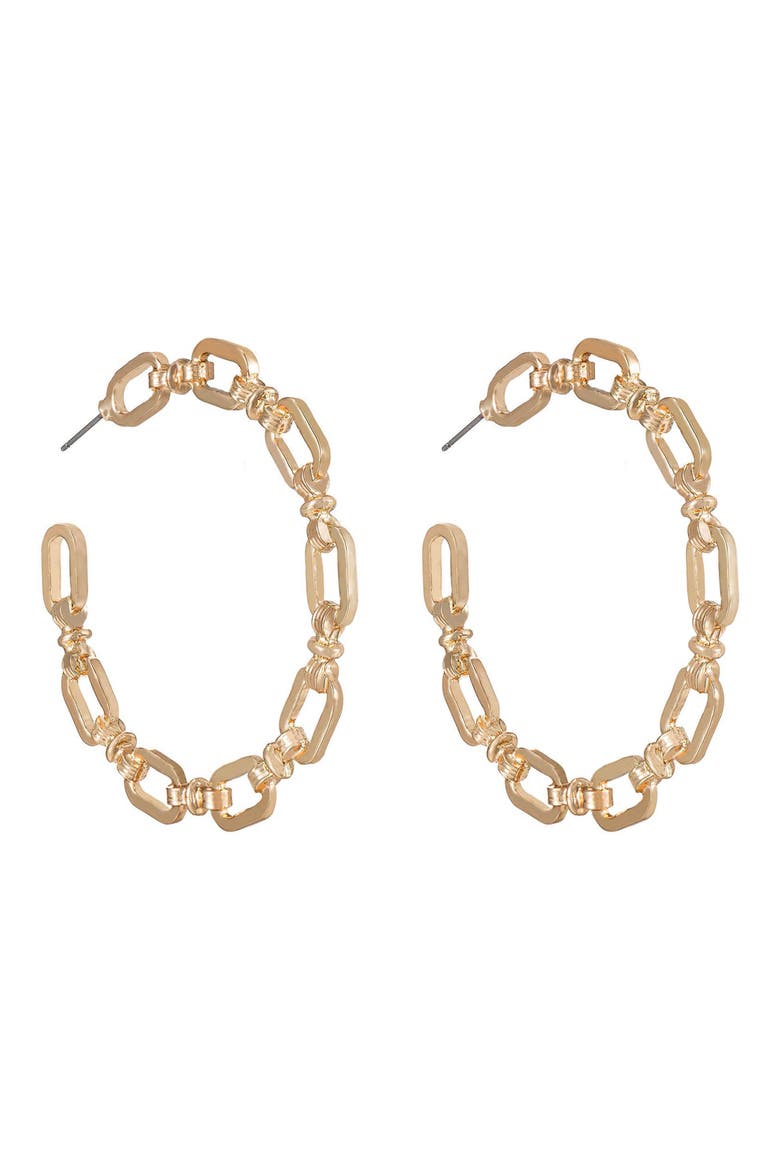 Chain Link Hoop Earrings, Alternate, color, GOLD