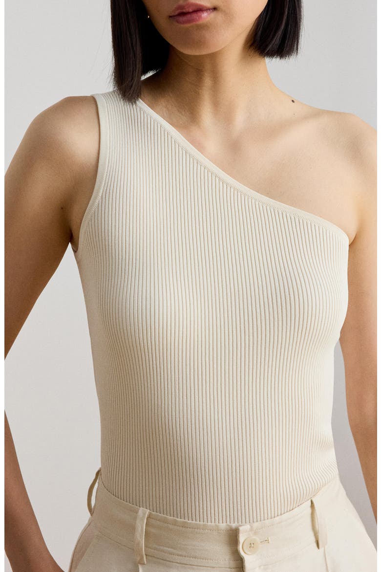 Rib One-Shoulder Top, Alternate, color, MASCARPONE CREAM