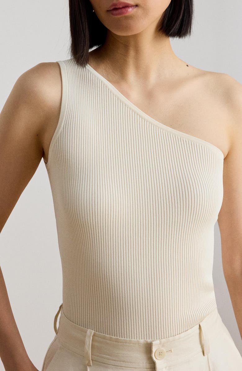 Lauren Ralph Lauren Rib One-Shoulder Top, Alternate, color, Mascarpone Cream