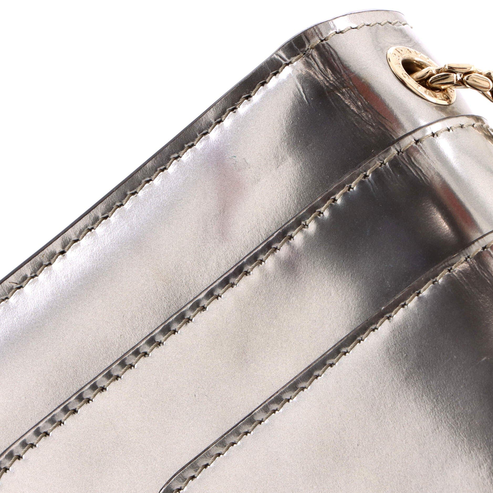 Serpenti Forever Shoulder Bag Metallic Leather Small, Alternate, color, Metallic Silver