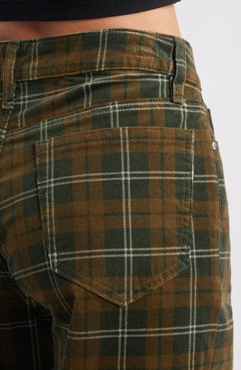 Plaid Stretch Corduroy Wide Leg Pants