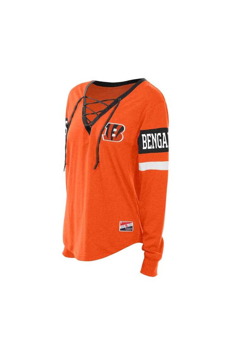 New Era Women's New Era Orange Cincinnati Bengals Throwback Lace-Up Long-Sleeve T-Shirt, Alternate, color, Orange