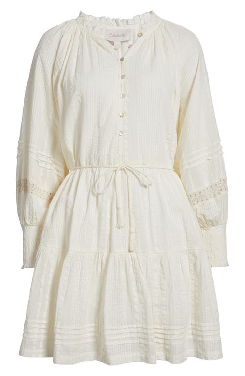 Cleobella Meadow Long Sleeve Cotton Seersucker Minidress In Ivory