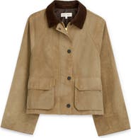 Alex Mill Chiltern Corduroy Trim Waxed Cotton Crop Jacket