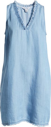 Chambray ruffle shift dress best sale