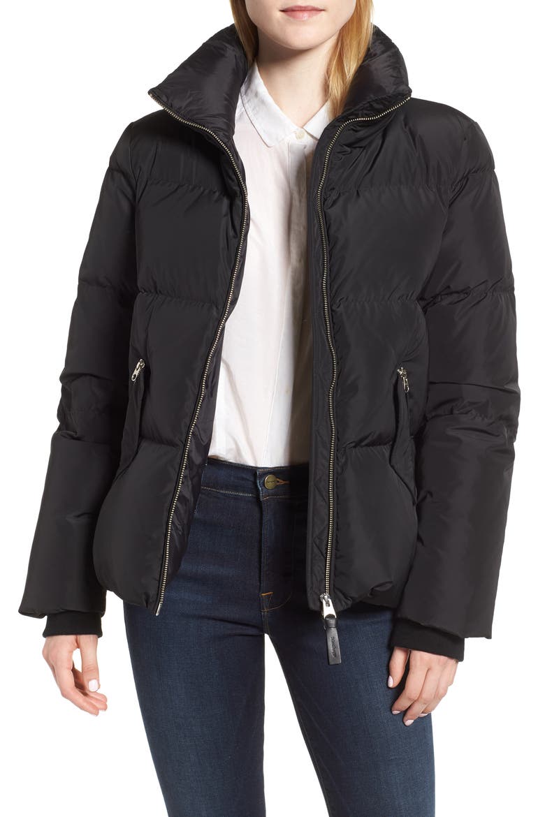 Water Repellent Down Jacket, Main, color, BLACK
