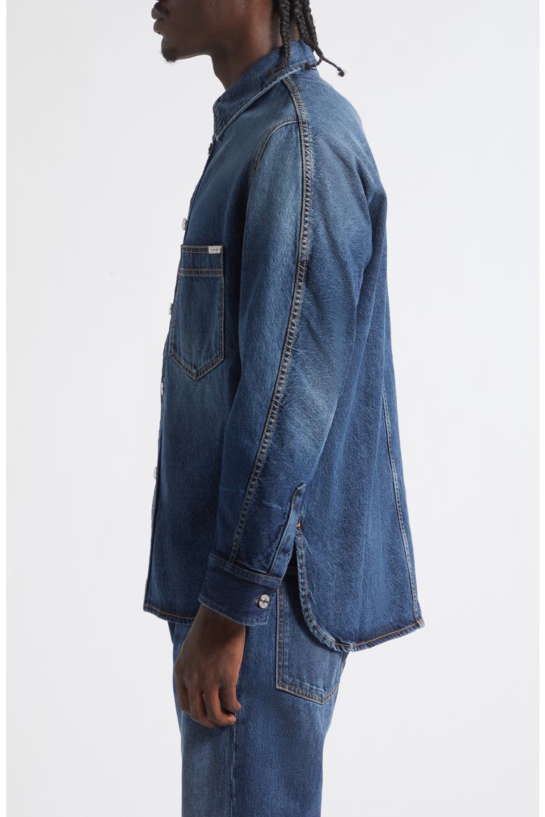 Couture Seam Denim Button-Up Shirt, Alternate, color, GREY BLUE