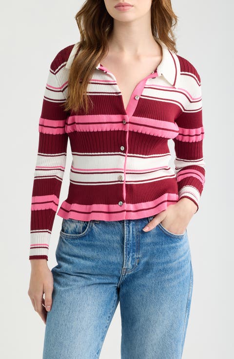 Patti Stripe Polo Cardigan