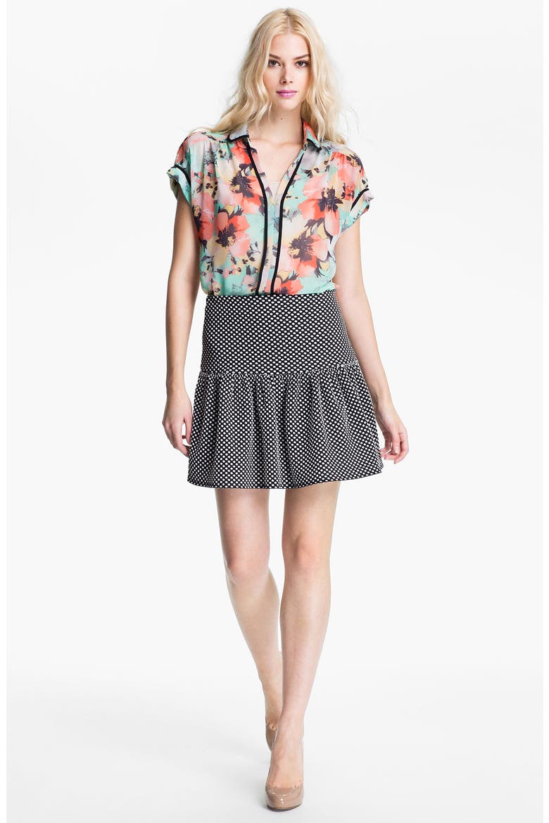 Floral Print Collar Top, Alternate, color, ORANGE MULTI FLORAL
