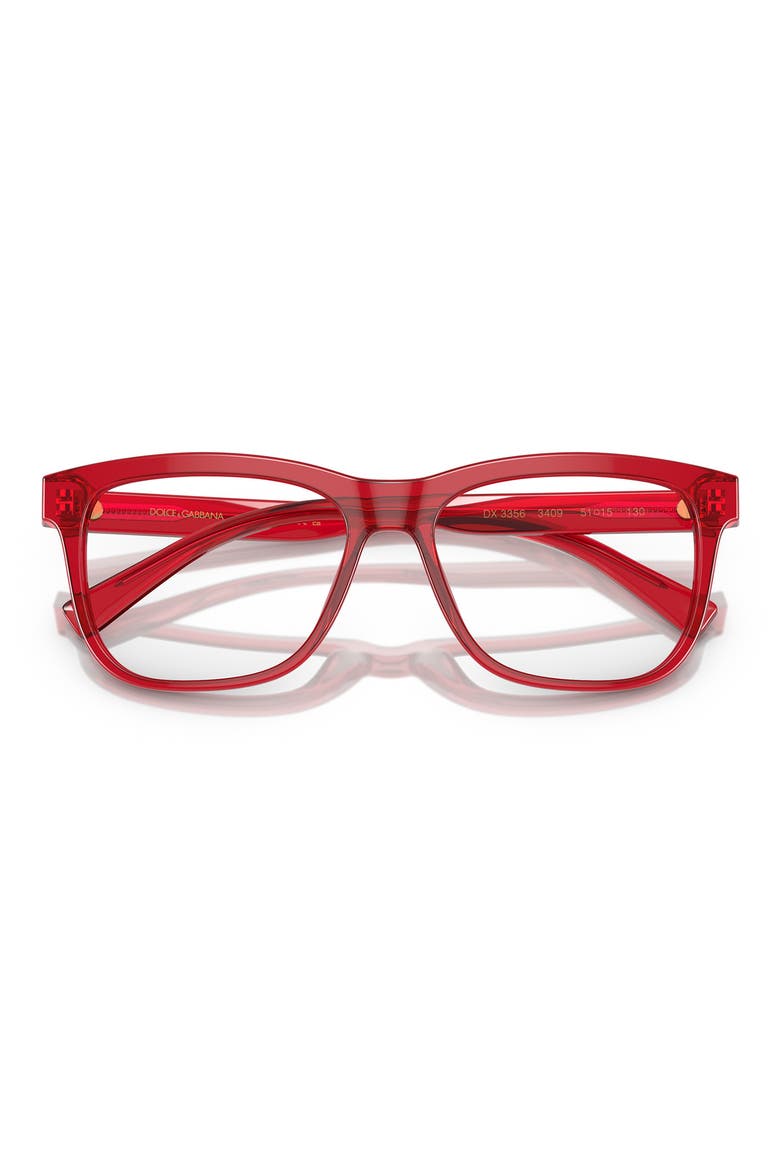 49mm Rectangular Glasses, Alternate, color, TRANSPARENT RED / DEMO LENS