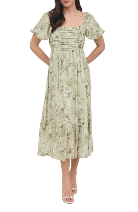 Puff Sleeve Midi Dress