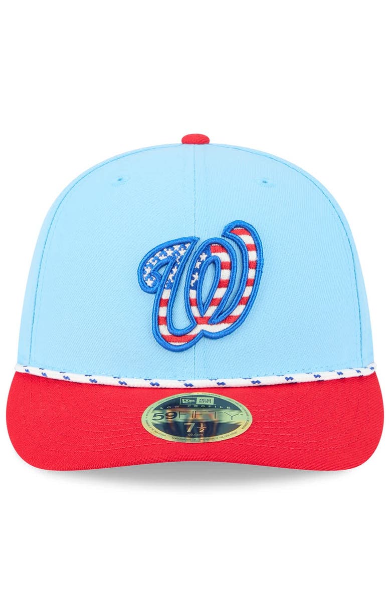 New Era Men's New Era Light Blue/Red Washington Nationals 2025 Fourth of July Low Profile 59FIFTY Fitted Hat, Alternate, color, Light Blue