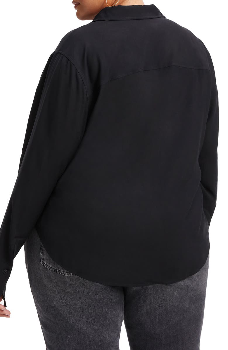 Good American Flap Pocket Button-Up Shirt, Alternate, color,