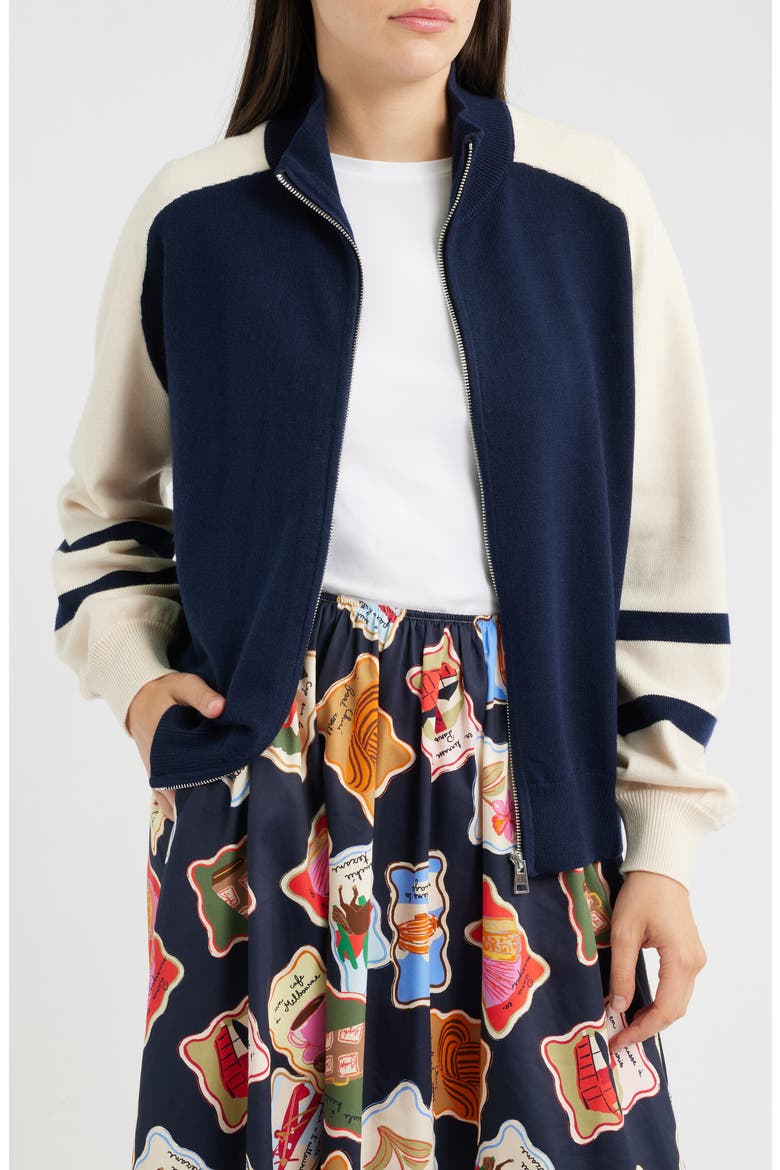 Timbre Colorblock Zip Cardigan, Main, color, BLEU MARINE