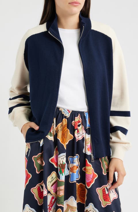 Timbre Colorblock Zip Cardigan