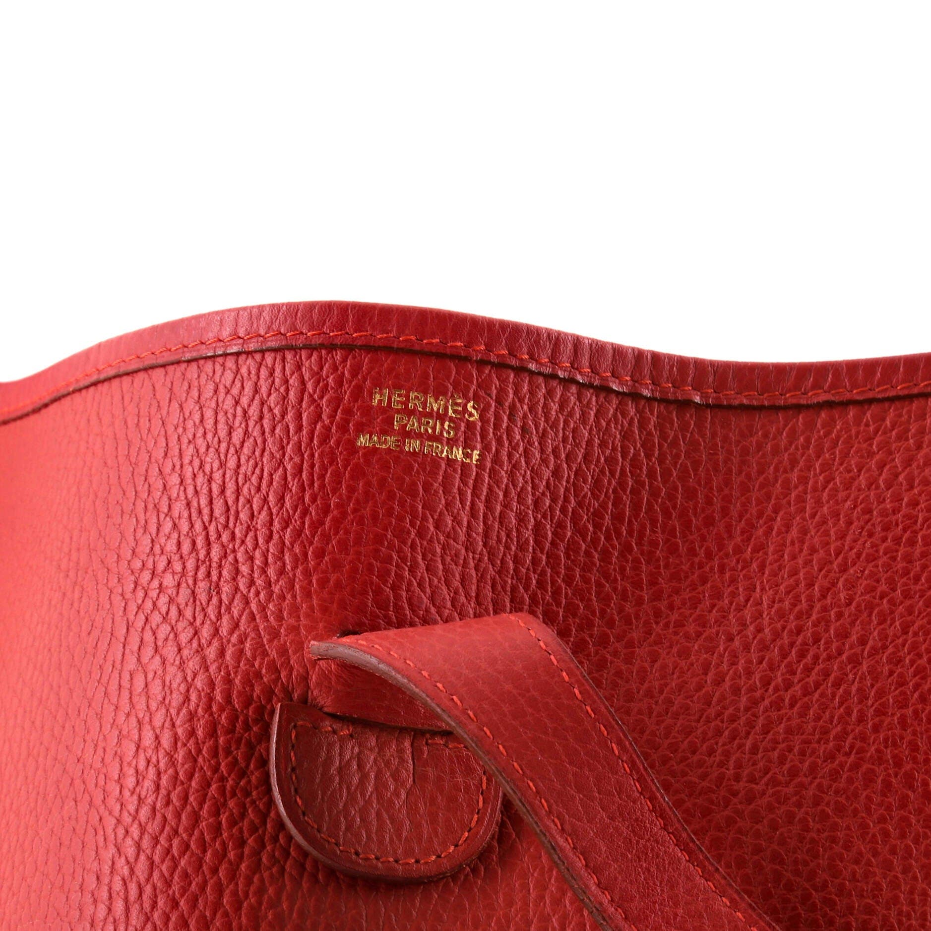 Pre-Owned Hermes Evelyne Bag Gen I Clemence GM, Alternate, color, Rouge Vif