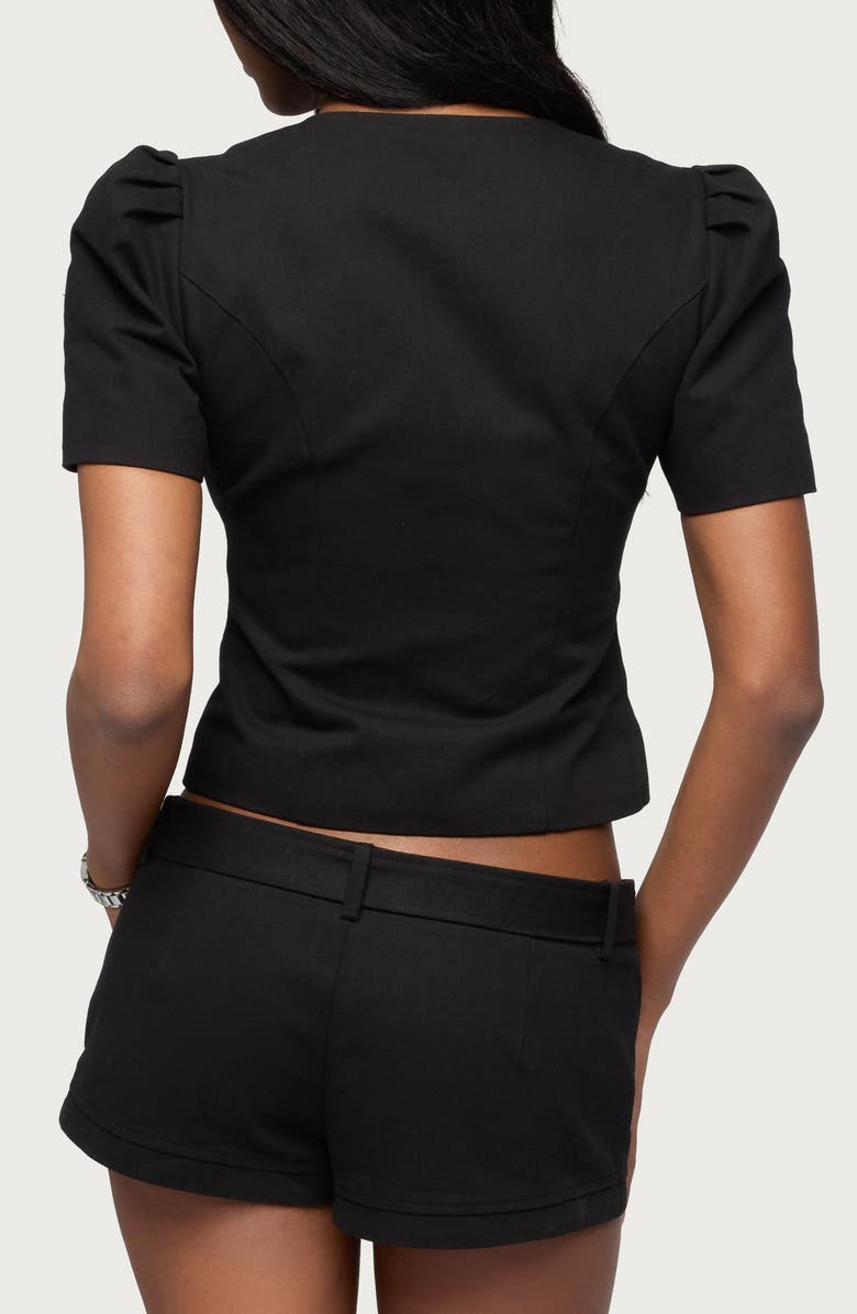 EDIKTED Thea Crop Cotton Twill Button-Up Shirt, Alternate, color, 