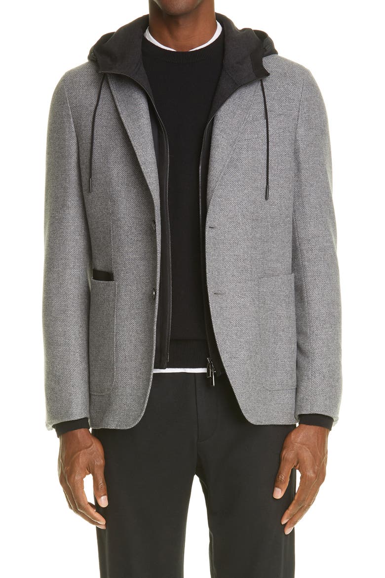 Trofeo Removable Dickey Wool & Cashmere Blazer, Main, color, GREY