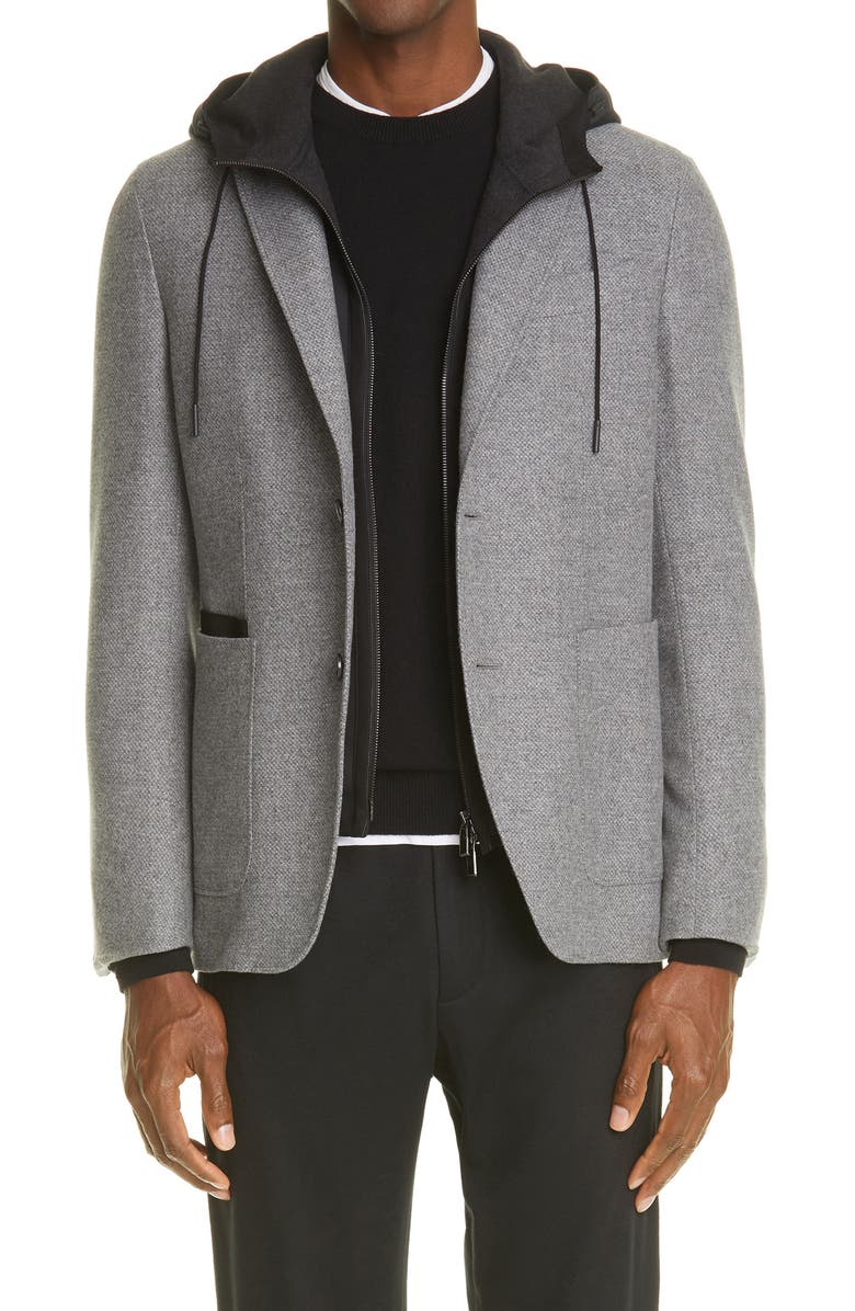 ZEGNA Trofeo Removable Dickey Wool & Cashmere Blazer, Main, color,