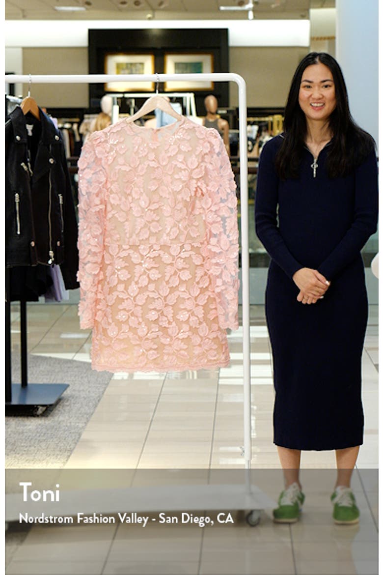 christy scalloped floral applique mini dress Helsi Christy Long-Sleeve Appliqu Mini Dress