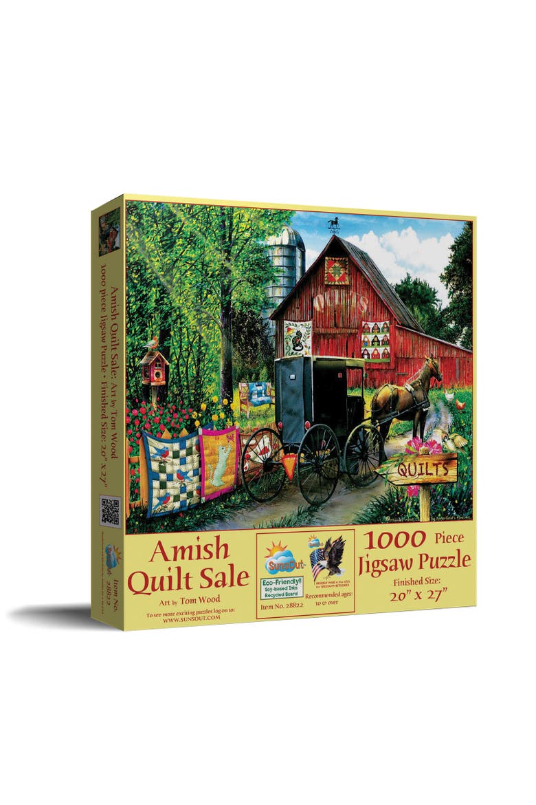 Amish Quilt Sale 1000 piece Jigsaw Puzzle for Adults, Main, color, Multicolor