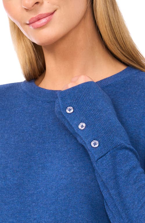 Halogenr Halogen(r) Button Cuff Crewneck Sweater In Blue