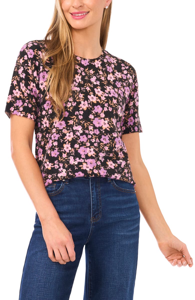 CeCe Print Short Sleeve Sweater, Main, color, 